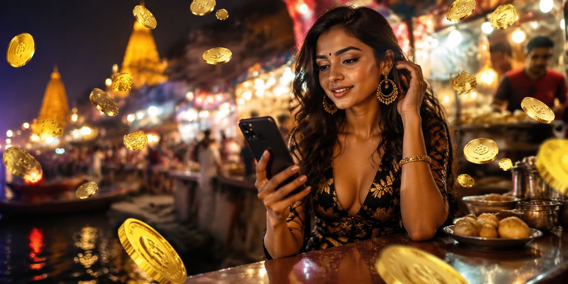 Casino app nighttime scene at Varanasi ghat